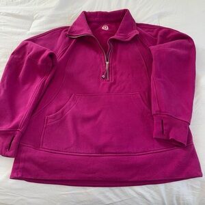 Lululemon Pink Half-Zip Pullover in the color ripened raspberry.